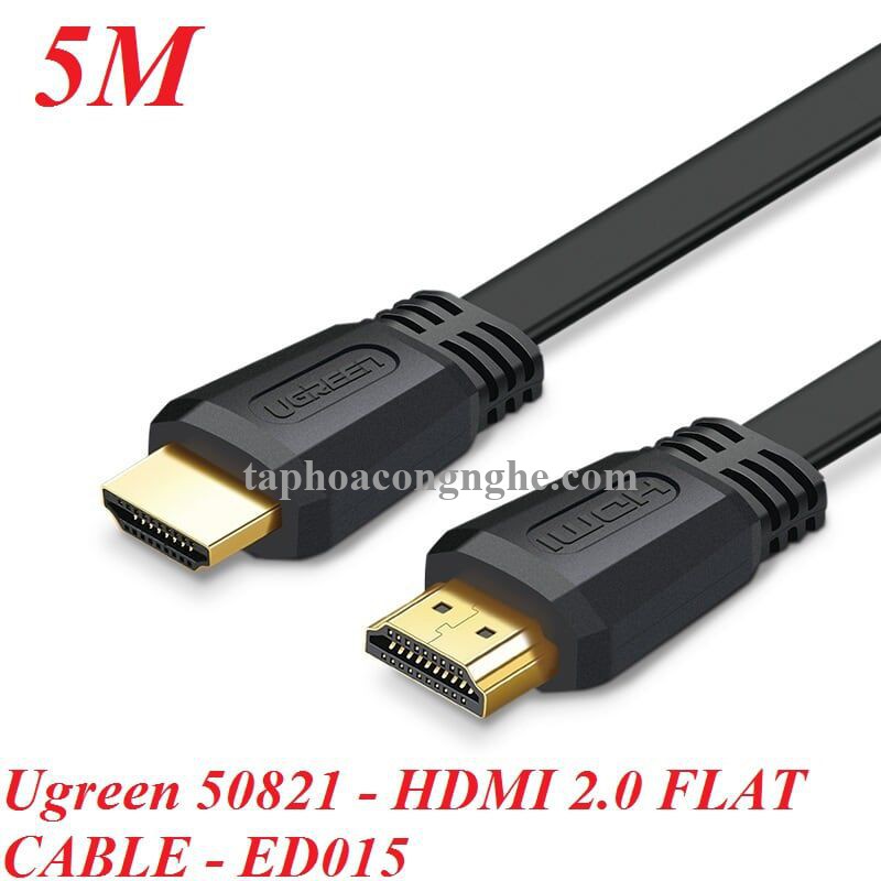Ugreen 50821 5M màu đen Cáp tín hiệu HDMI dẹt ED015 30050821